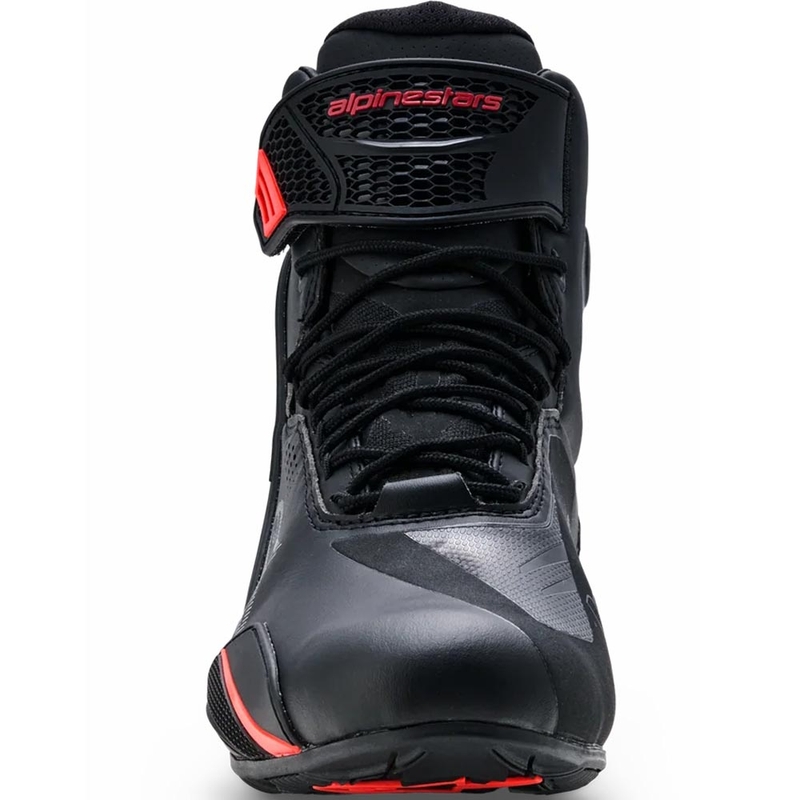 Ghete moto Alpinestars Faster-4 Drystar negru-roșu fluo