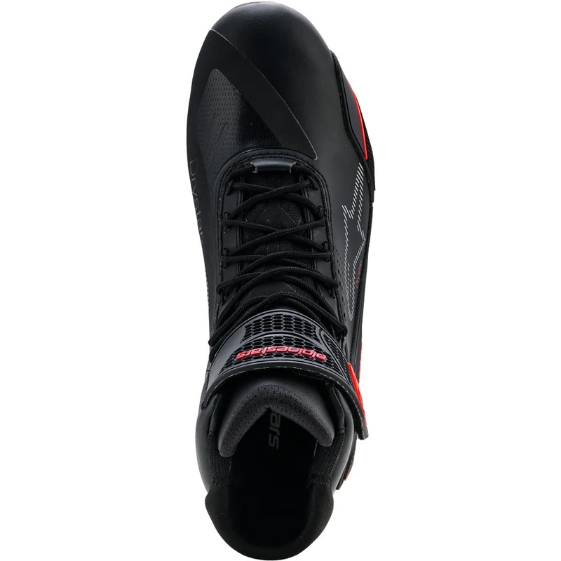 Ghete moto Alpinestars Faster-4 Drystar negru-roșu fluo