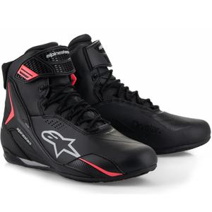 Ghete moto Alpinestars Stella Faster-4 Drystar pentru femei, negru-gri-roșu