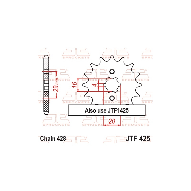 Pinion fata JT 14T, 428