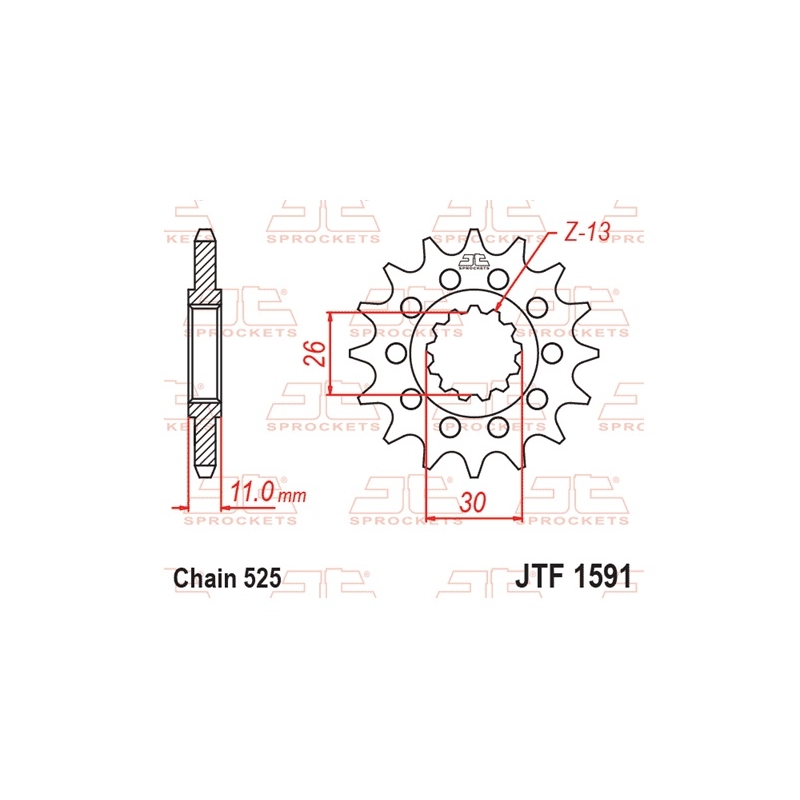 Pinion fata JT 16T, 525