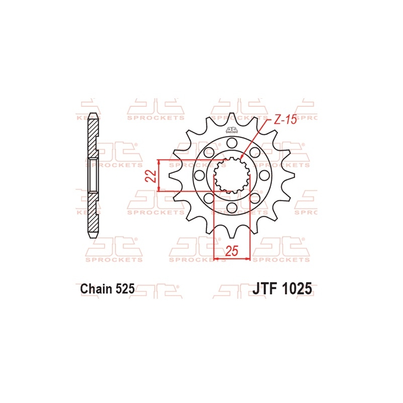 Pinion fata JT 15T, 525