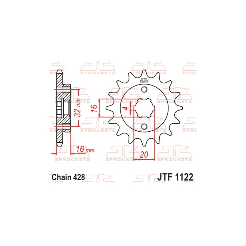 Pinion fata JT 14T, 428