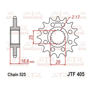 Pinion fata JT JTF 405-19RB 19T, 525 rubber cushioned