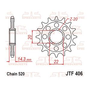 Pinion fata JT JTF 406-16RB 16T, 520 rubber cushioned