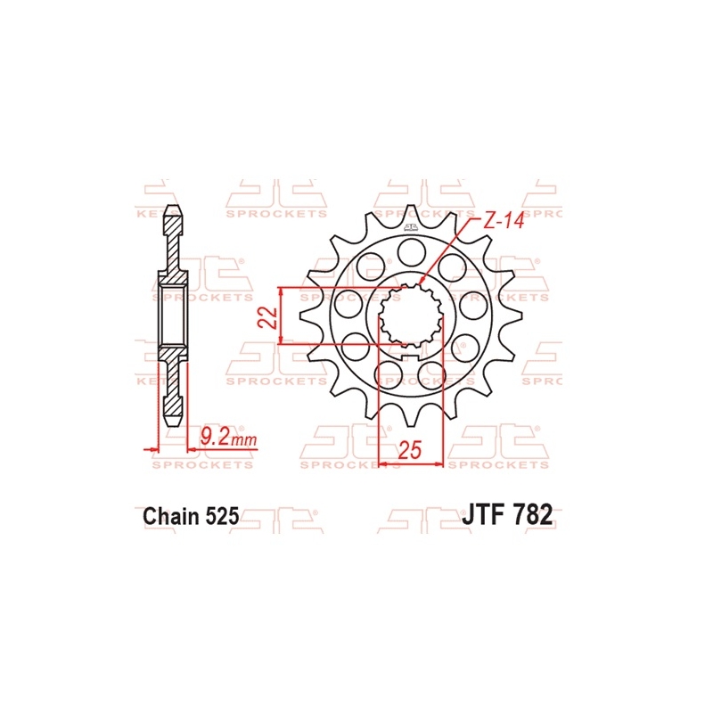 Pinion fata JT 16T, 525