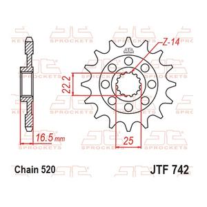Pinion fata JT JTF 742-15RB 15T, 520 rubber cushioned