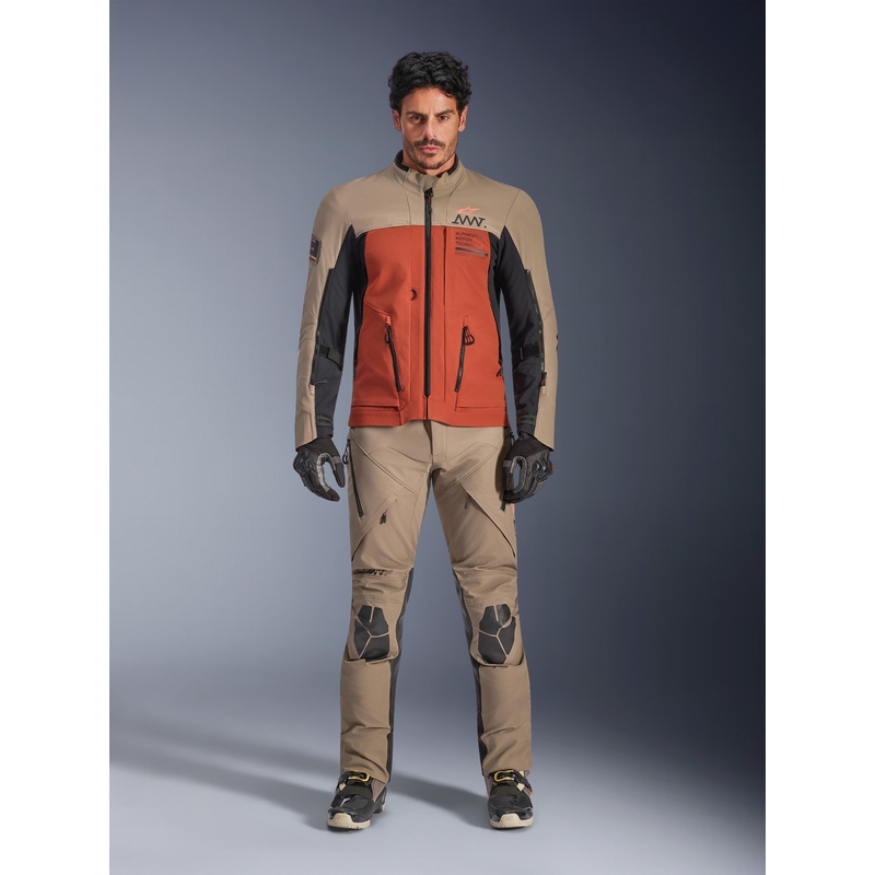 Geacă motocicletă Alpinestars AMT-8 Stretch Drystar XF maro-portocaliu-negru