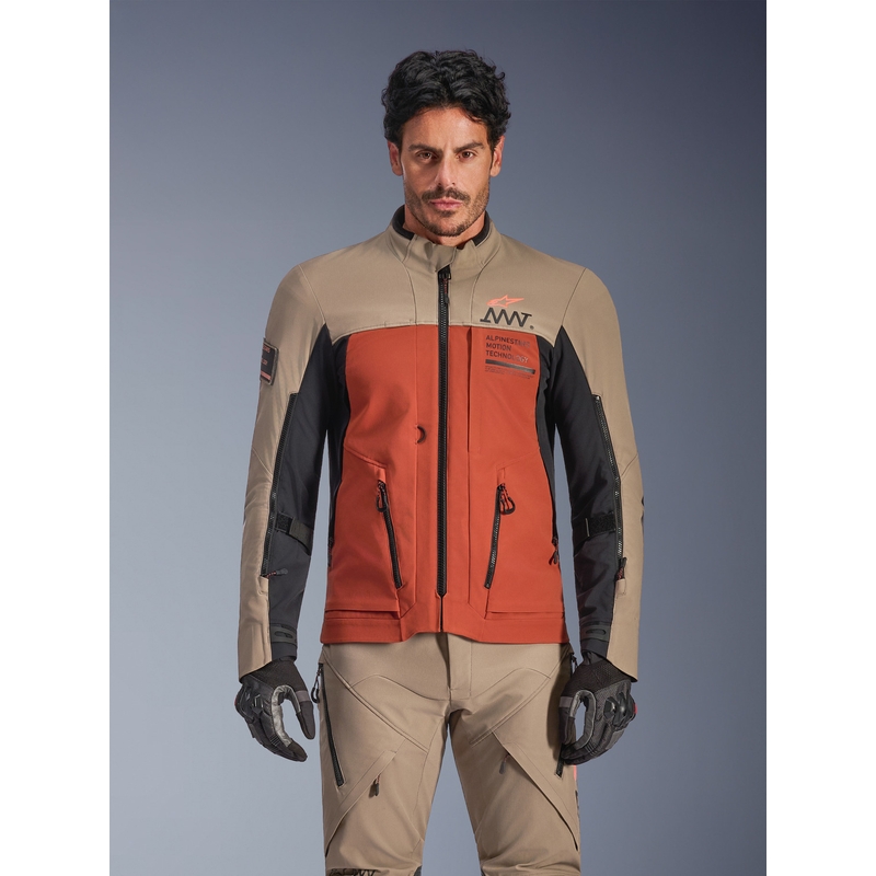 Geacă motocicletă Alpinestars AMT-8 Stretch Drystar XF maro-portocaliu-negru