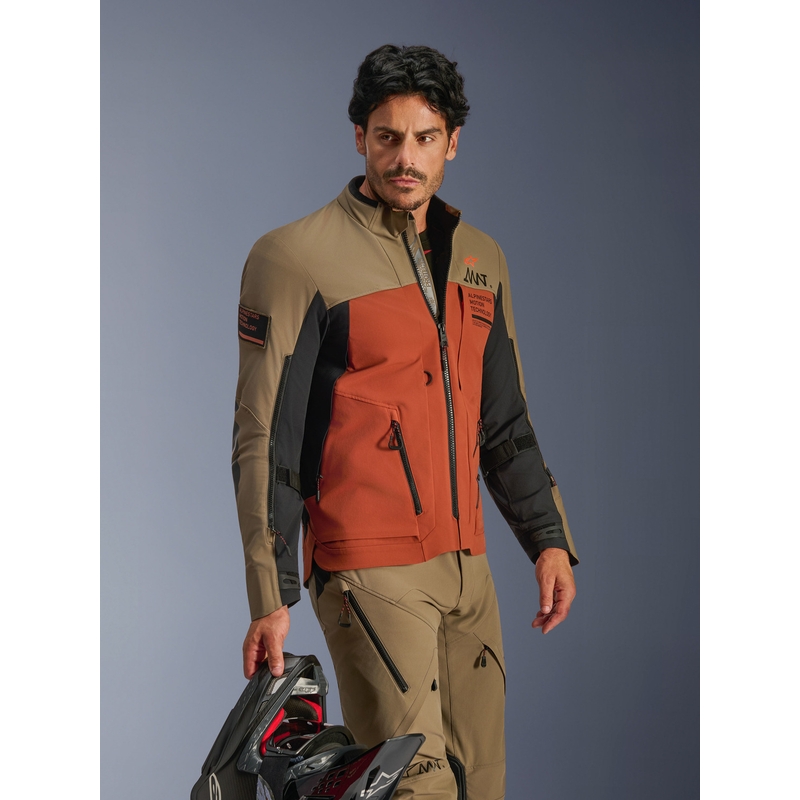 Geacă motocicletă Alpinestars AMT-8 Stretch Drystar XF maro-portocaliu-negru