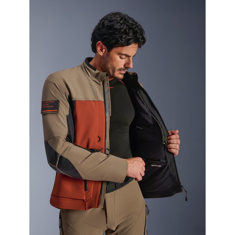 Geacă motocicletă Alpinestars AMT-8 Stretch Drystar XF maro-portocaliu-negru