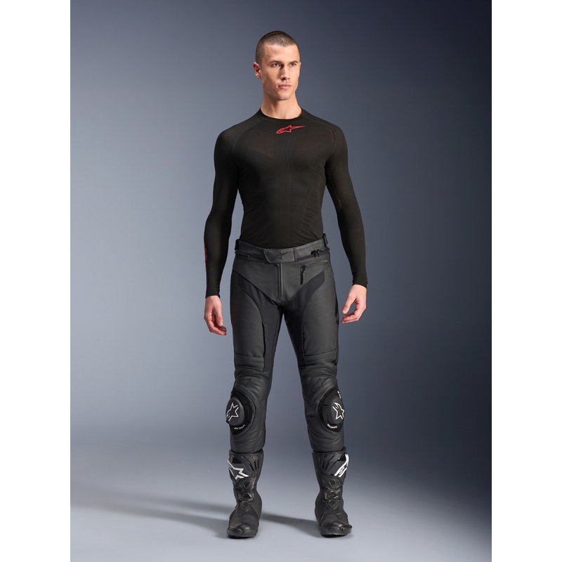 Pantaloni de motocicletă din piele Alpinestars Missile 3 negri