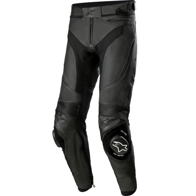 Pantaloni de motocicletă din piele Alpinestars Missile 3 Airflow negri