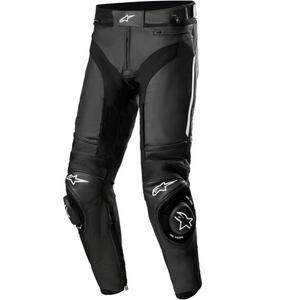 Pantaloni de motocicletă din piele Alpinestars Missile 3 negru-alb