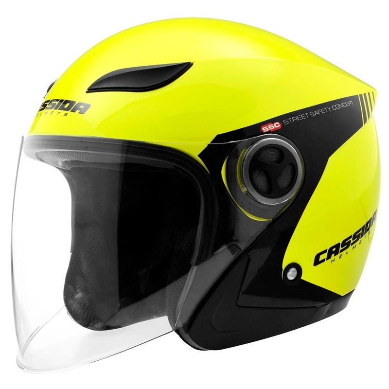 Cască de motocicletă Cassida Reflex Safety open negru-galben-fluo