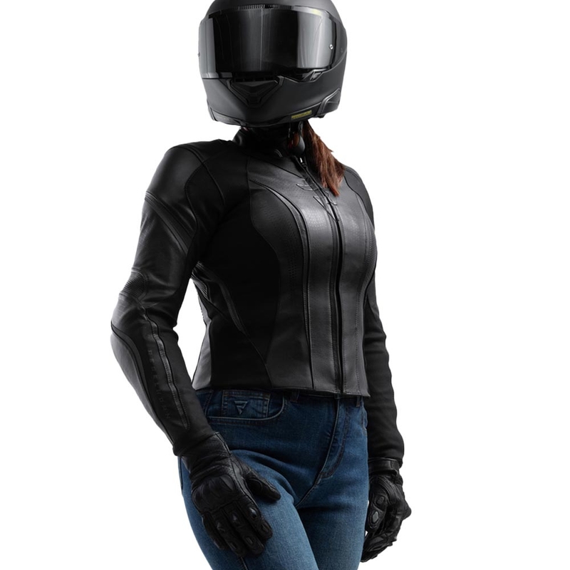 Geacă de motocicletă din piele pentru femei Rebelhorn Diva ST neagră