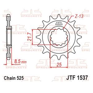 Pinion fata JT JTF 1537-16RB 16T, 525 rubber cushioned