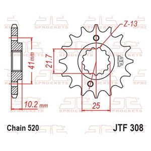 Pinion fata JT JTF 308-16 16T, 520