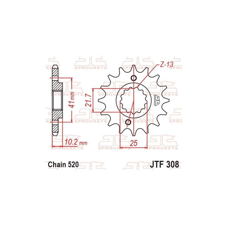 Pinion fata JT 16T, 520