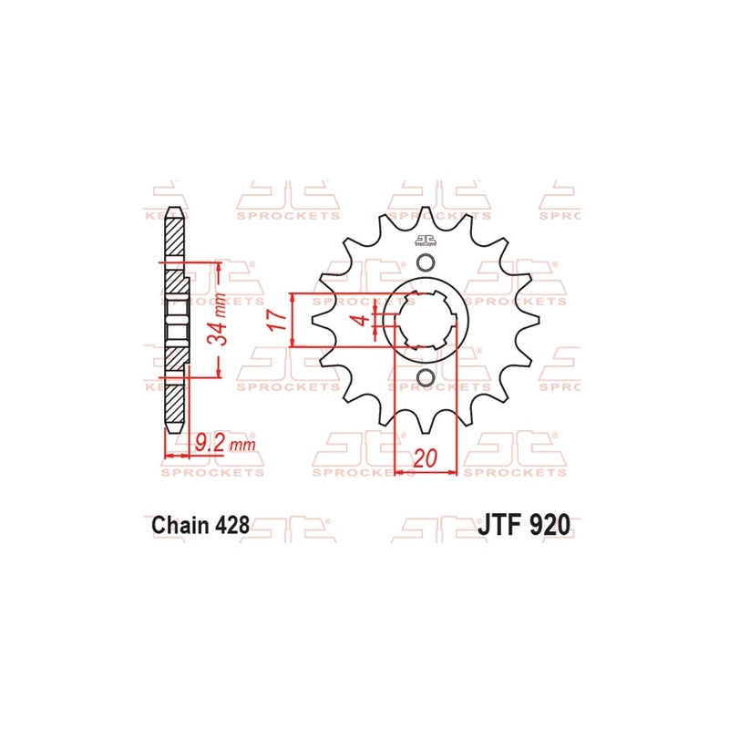 Pinion fata JT 15T, 428