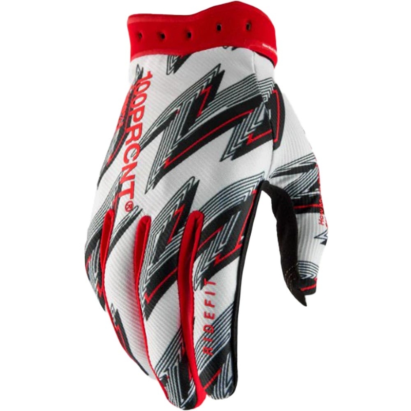 Mănuși motocross 100% Ridefit alb-roșu