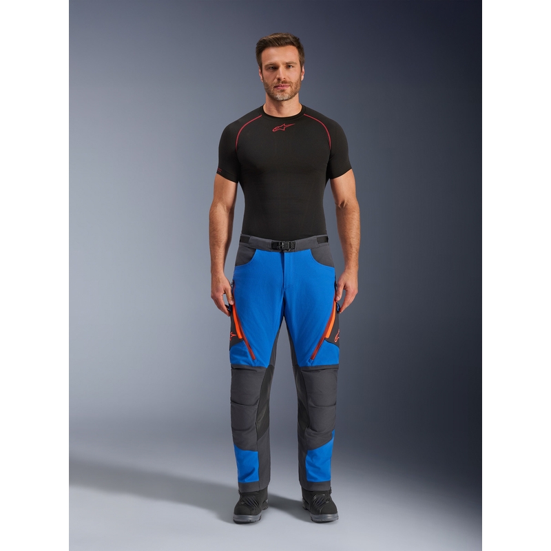 Pantaloni motocicletă Alpinestars Maxdura Dual albastru-gri închis-portocaliu