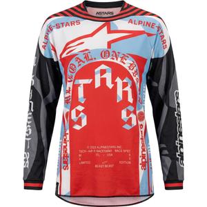 Tricou motocross Alpinestars Techstar ediție limitată Beast Coast gri-negru-portocaliu