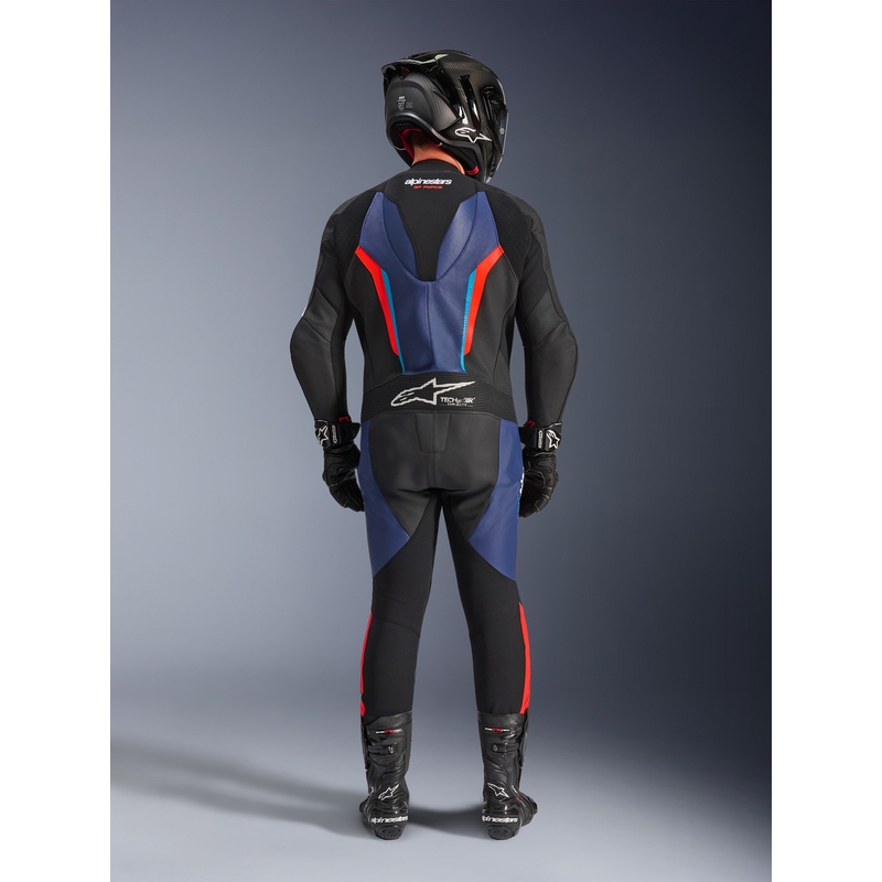 Costum de motocicletă Alpinestars GP FORCE V2 dintr-o singură piesă negru-albastru-roșu fluo