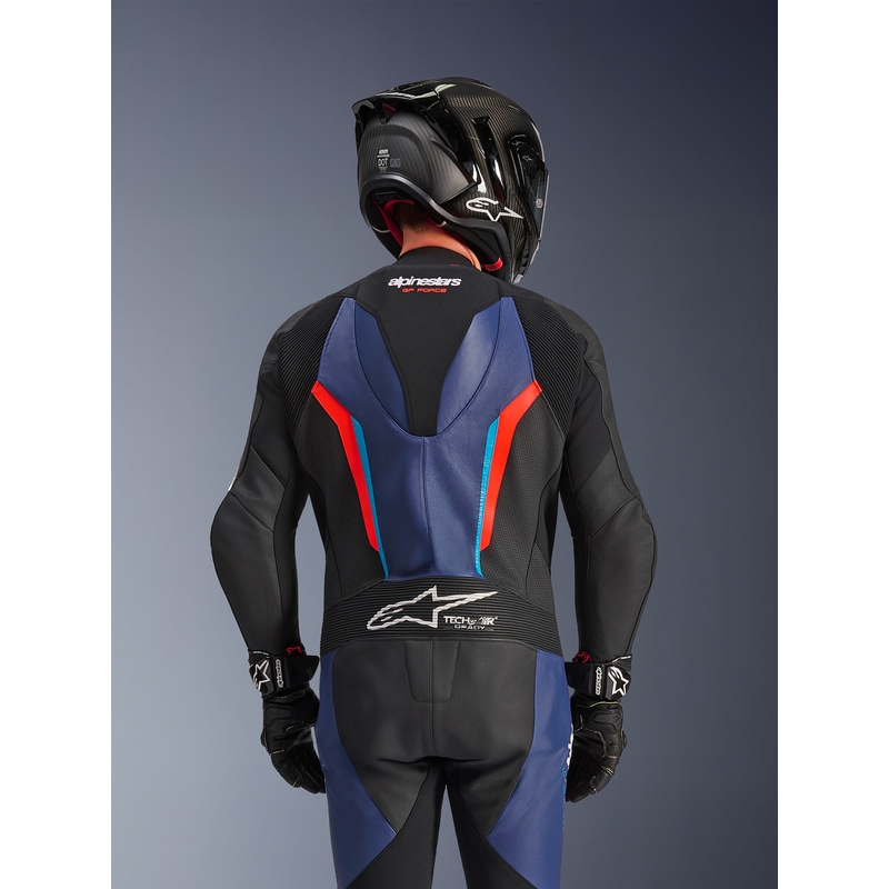 Costum de motocicletă Alpinestars GP FORCE V2 dintr-o singură piesă negru-albastru-roșu fluo