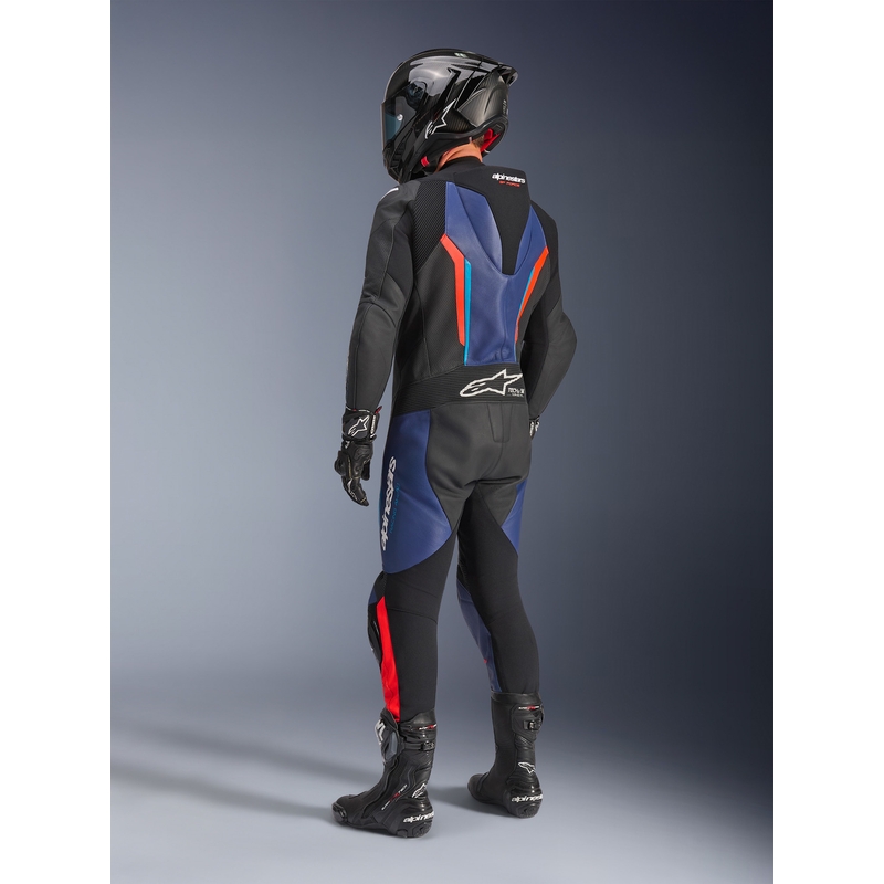 Costum de motocicletă Alpinestars GP FORCE V2 dintr-o singură piesă negru-albastru-roșu fluo