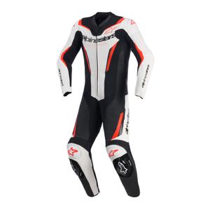 Costum de motocicletă Alpinestars GP FORCE V2 dintr-o singură piesă alb-negru-roșu fluo