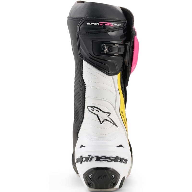 Ghete moto Alpinestars Supertech R negru-alb-roz-galben