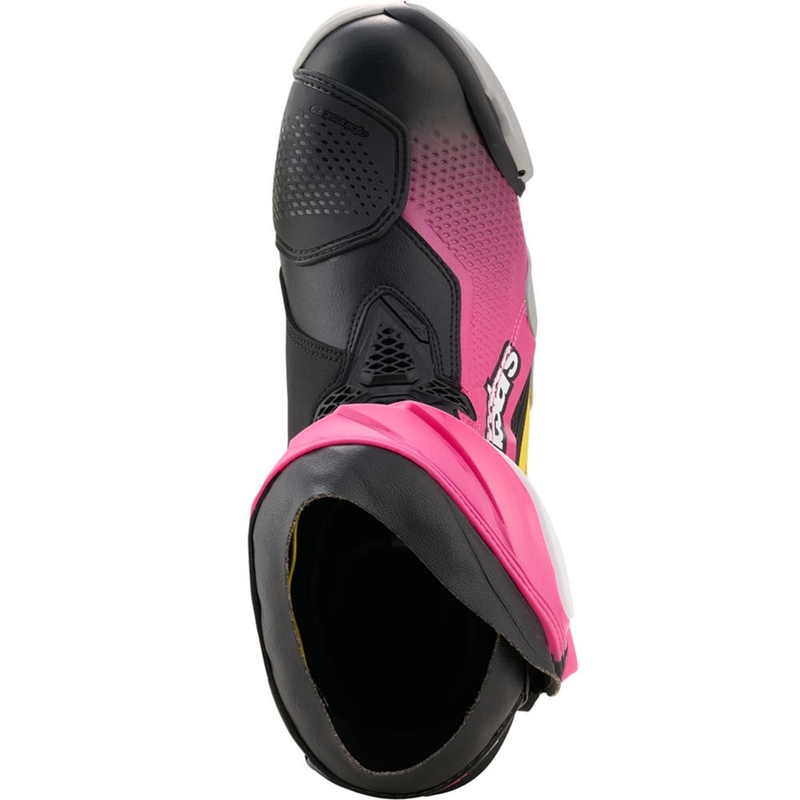 Ghete moto Alpinestars Supertech R negru-alb-roz-galben
