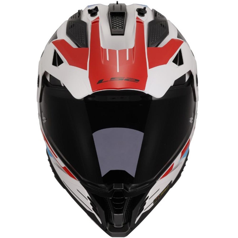 Cască de motocicletă enduro LS2 MX702 PIONEER II NAMIB alb-albastru-roșu