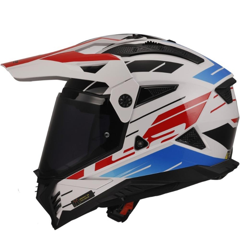 Cască de motocicletă enduro LS2 MX702 PIONEER II NAMIB alb-albastru-roșu