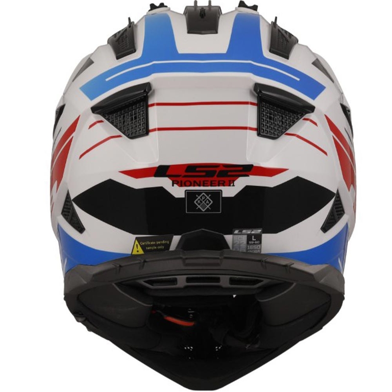 Cască de motocicletă enduro LS2 MX702 PIONEER II NAMIB alb-albastru-roșu