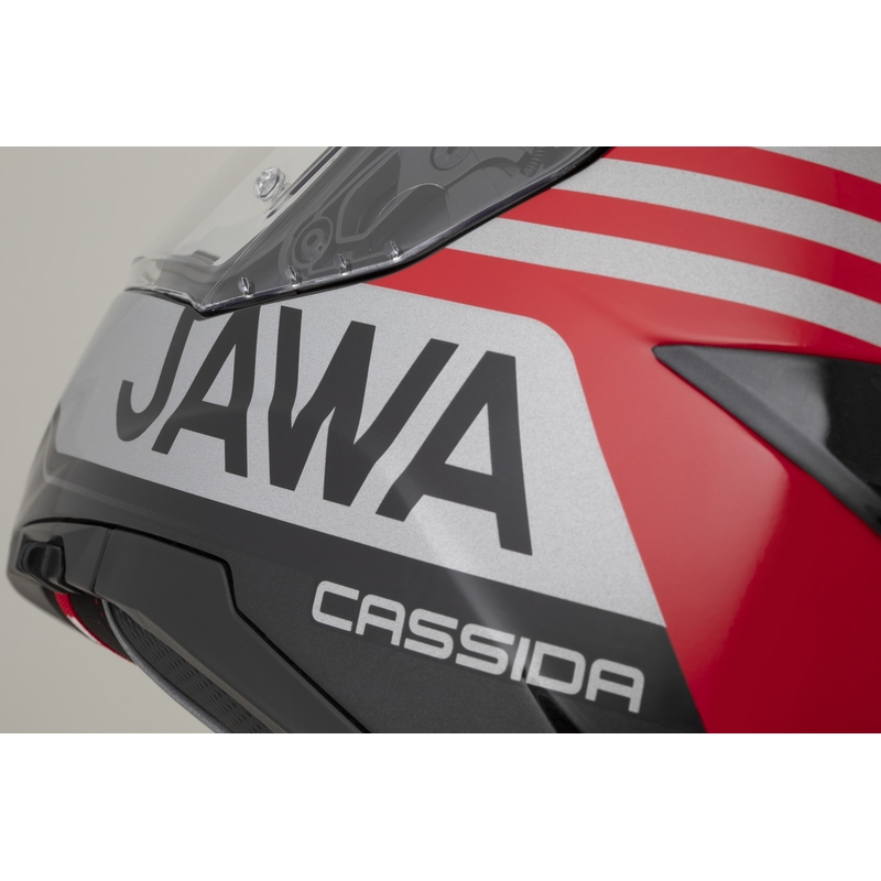 Cască integrală pentru motocicletă Cassida Integral GT 2.1 Jawa Sport, negru-roșu-argintiu