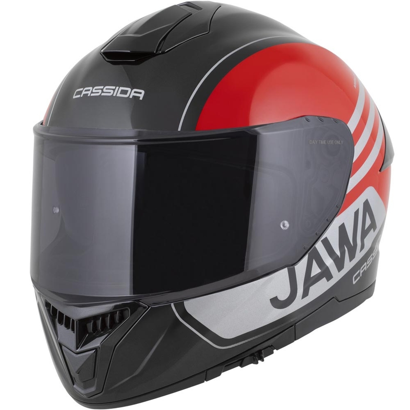 Cască integrală pentru motocicletă Cassida Integral GT 2.1 Jawa Sport, negru-roșu-argintiu