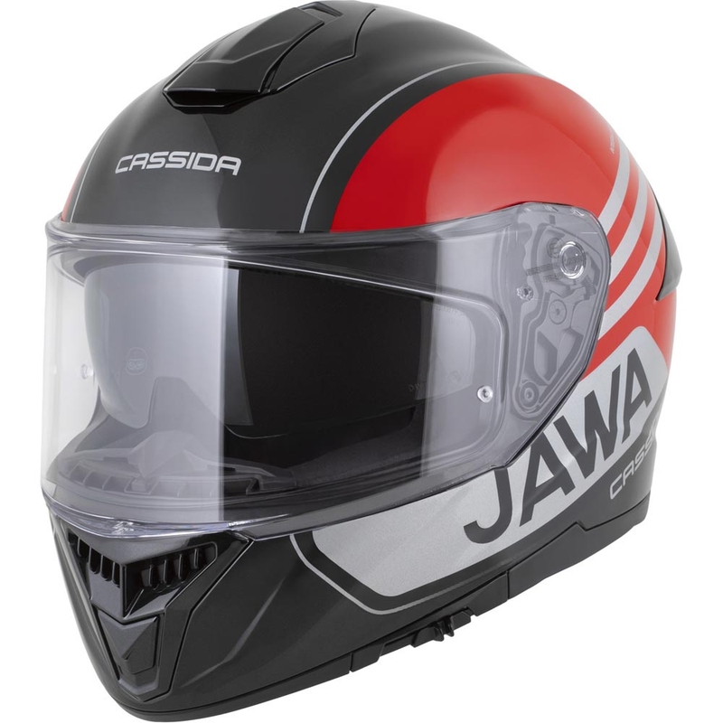 Cască integrală pentru motocicletă Cassida Integral GT 2.1 Jawa Sport, negru-roșu-argintiu