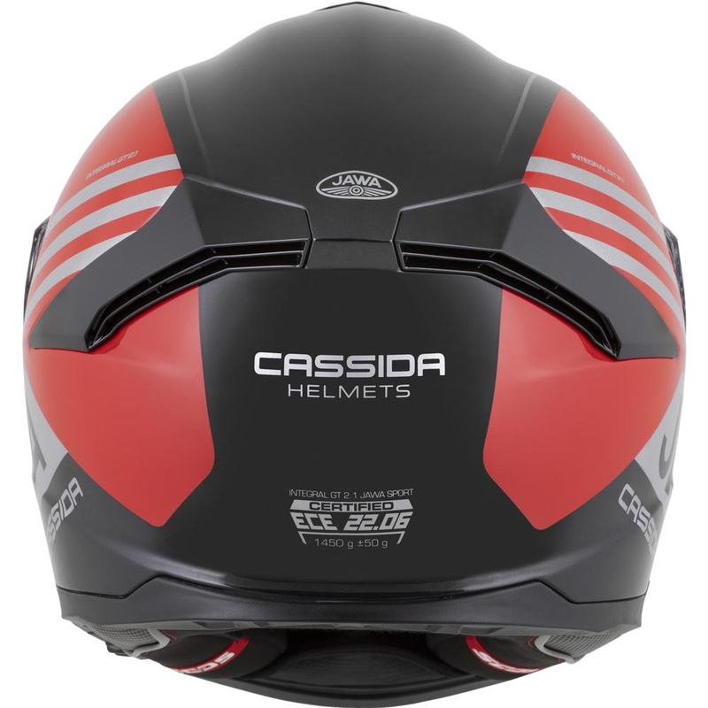Cască integrală pentru motocicletă Cassida Integral GT 2.1 Jawa Sport, negru-roșu-argintiu