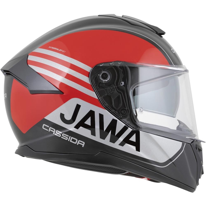 Cască integrală pentru motocicletă Cassida Integral GT 2.1 Jawa Sport, negru-roșu-argintiu
