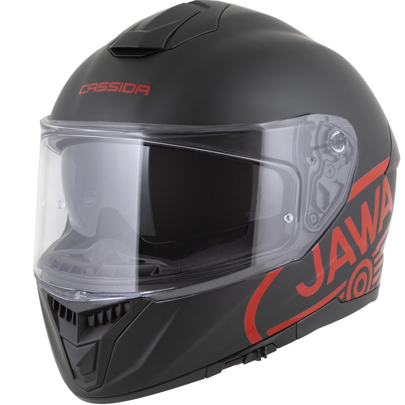 Cască integrală pentru motocicletă Cassida Integral GT 2.1 Jawa Solid, negru mat-roșu lucios