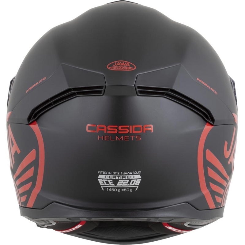 Cască integrală pentru motocicletă Cassida Integral GT 2.1 Jawa Solid, negru mat-roșu lucios