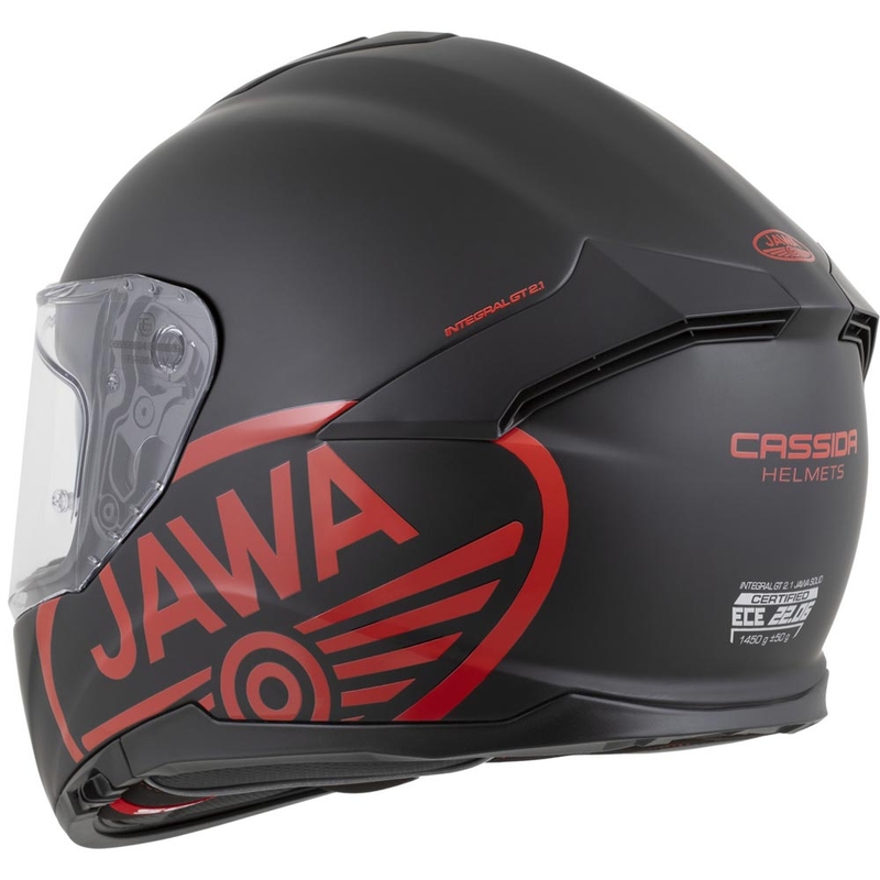 Cască integrală pentru motocicletă Cassida Integral GT 2.1 Jawa Solid, negru mat-roșu lucios