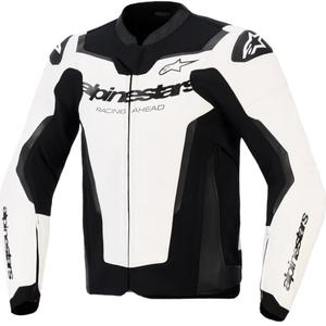 Geacă de piele pentru motocicletă Alpinestars GP Force V2 alb-negru