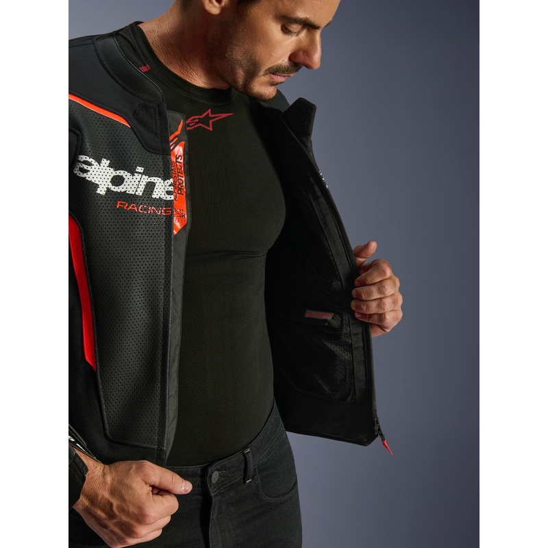 Geacă de piele pentru motocicletă Alpinestars GP Force V2 Airflow negru-fluoro-roșu-alb