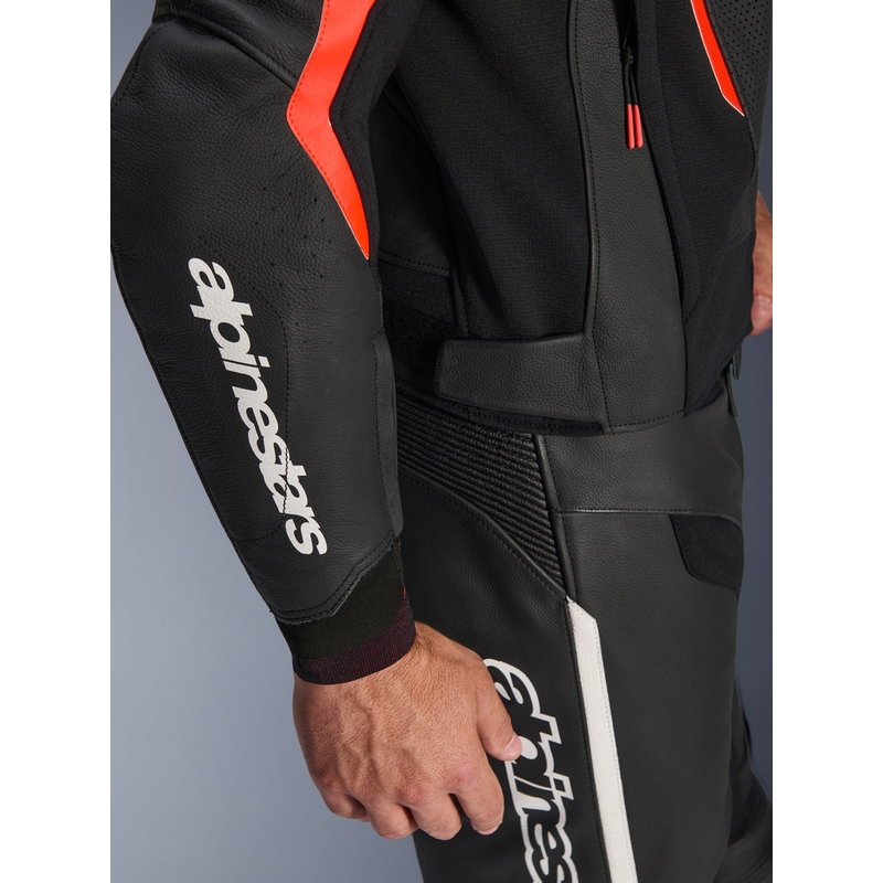 Geacă de piele pentru motocicletă Alpinestars GP Force V2 Airflow negru-fluoro-roșu-alb