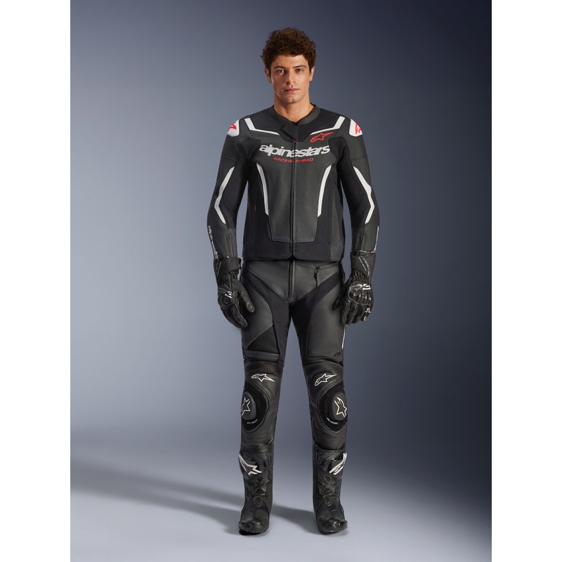 Geacă de piele pentru motocicletă Alpinestars GP Force V2 Airflow negru-alb