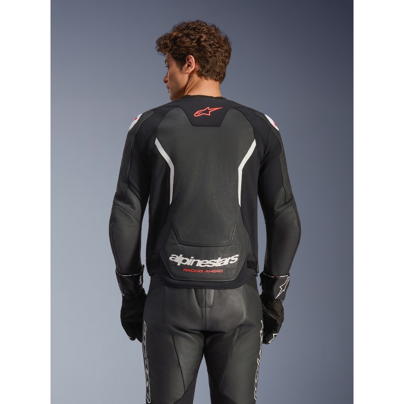 Geacă de piele pentru motocicletă Alpinestars GP Force V2 Airflow negru-alb