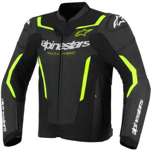 Geacă de piele pentru motocicletă Alpinestars GP Force V2 Airflow negru-galben fluo
